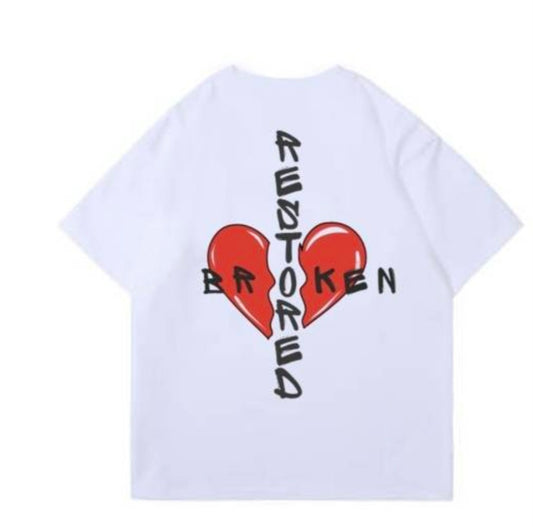 Unisex Casual T shirts (white heart)